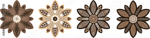 Φωτογραφία Set of decorative hand drawn mandalas with doodle floral pattern