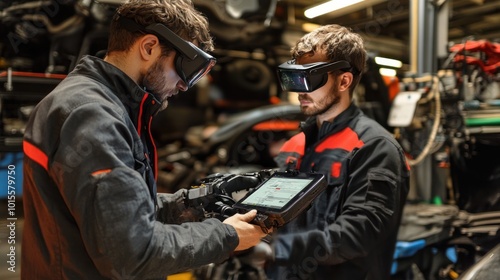 Engine bay inspection with AR: Augmented reality diagnostics software providing real-time insights for vehicle maintenance