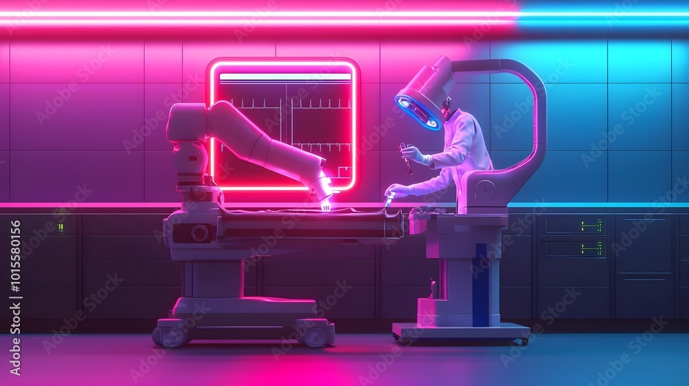 Fototapeta premium Robotic Surgery Futuristic Medical Technology