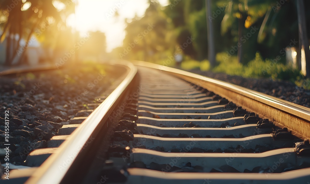railway in the morning, Generative AI railway in the morning, Generative AI