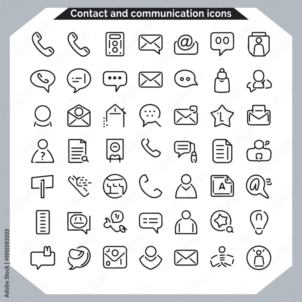 Contact and communication icon set, outline icon for contact, business card contact information icon. Web icon, lines web icons, outline icons pack