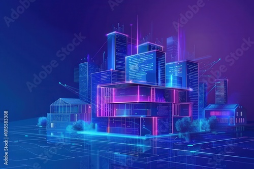 A cityscape with a building that has the number 1 on it,generative ai image