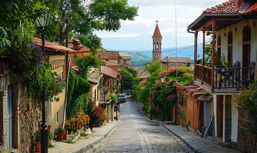 Obraz premium Beautiful street in the old town of Bursa