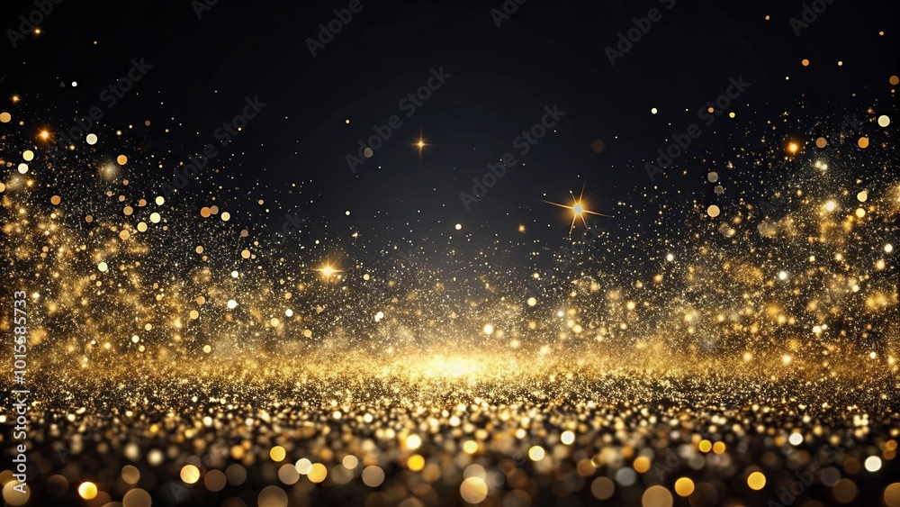Naklejka premium glittering black background with enchanted glitter sprinkle