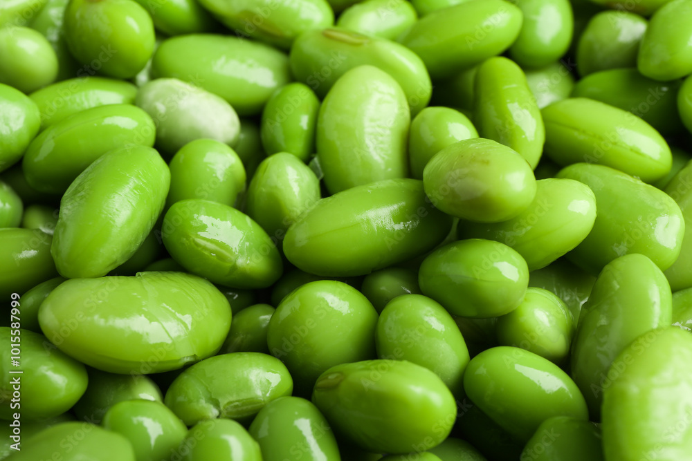 Fresh edamame beans as background, closeup view Fresh edamame beans as background, closeup view