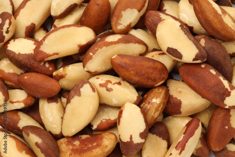 Tasty Brazil nuts as background, top view Tasty Brazil nuts as background, top view