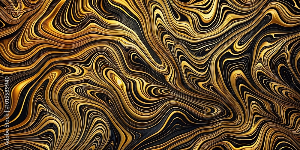 Obraz premium Gold and black abstract topographic design pattern