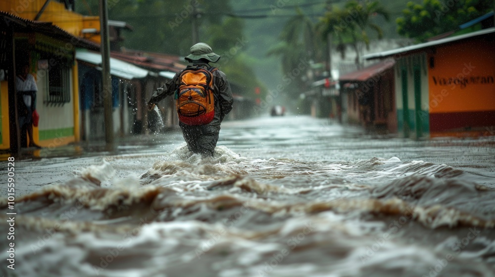 Fototapeta premium Nature's fury, captivating the emotional spectacle of a natural disaster's destructive power. witnessing the impact and resilience in the face of nature's wrath