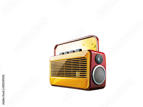 Radio music boombox retro tape cassette player recorder 3d rendering