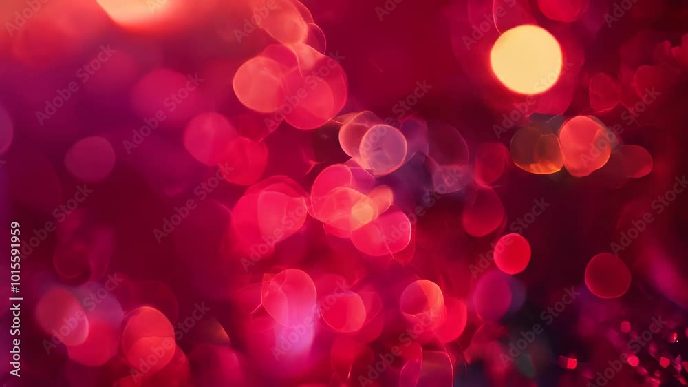 Abstract background of vibrant red bokeh lights, creating a festive and celebratory mood.