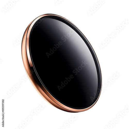 A sleek black lens with a rose gold rim, perfect for enhancing photography and videography. photo