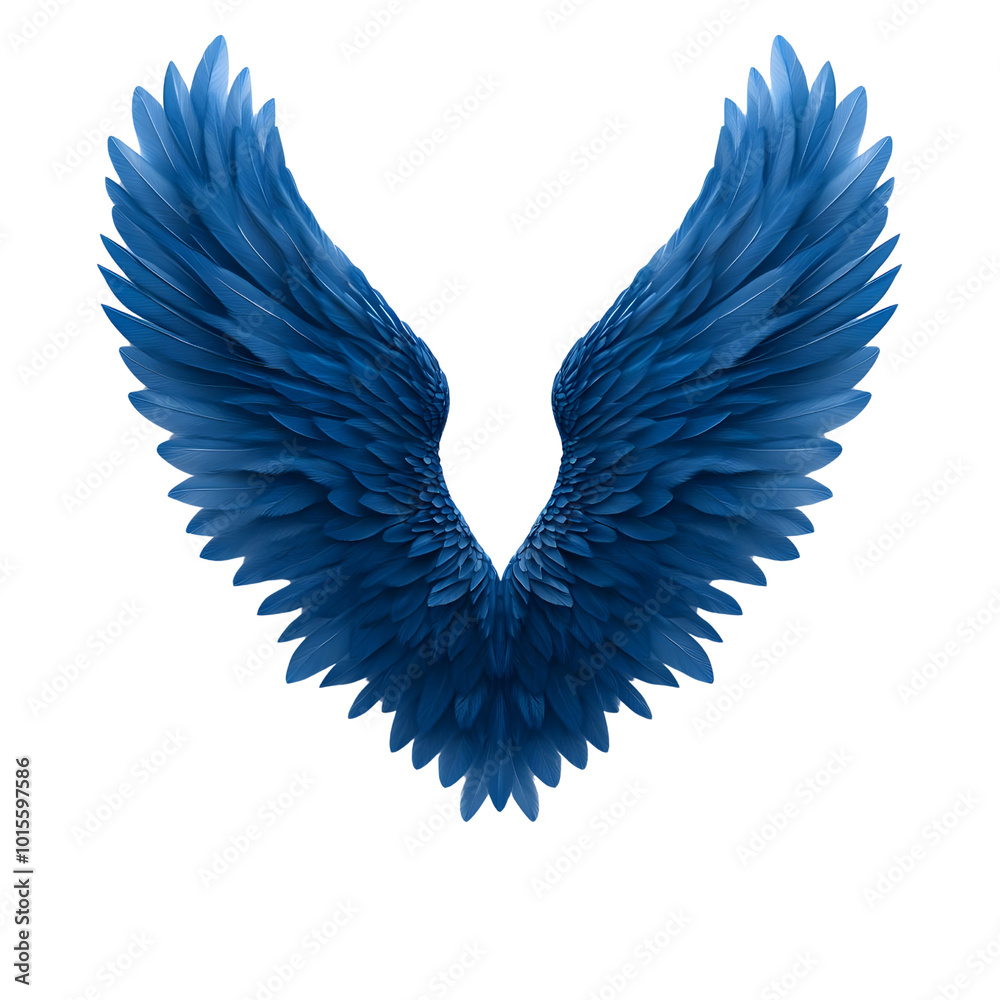 Beautiful blue angel wings design on a white isolated background. Beautiful blue angel wings design on a white isolated background.