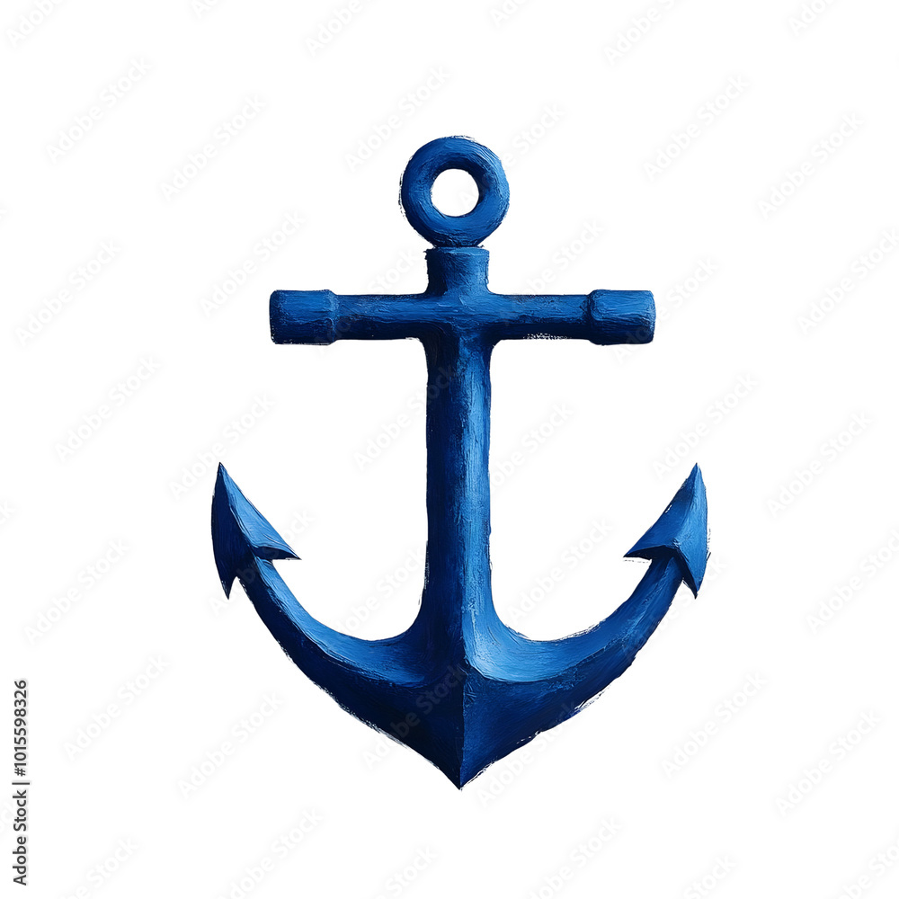 Blue anchor icon on a white isolated background, perfect for marine-themed designs and nautical concepts. Blue anchor icon on a white isolated background, perfect for marine-themed designs and nautical concepts.
