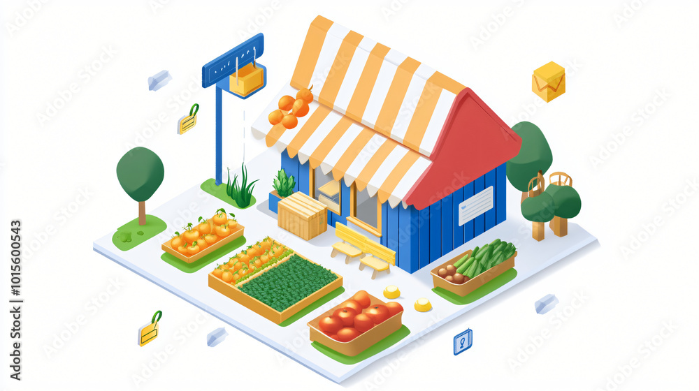 Fototapeta premium A platform connecting farmers with customers for direct sales of fresh produce.