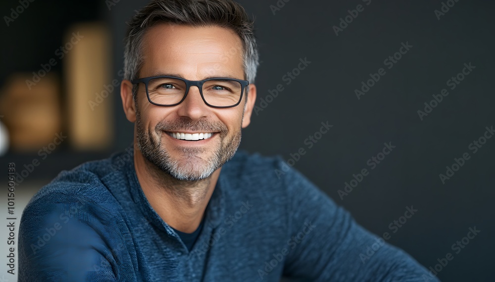 Portrait of a Smiling Middle-Aged Man with Glasses Portrait of a Smiling Middle-Aged Man with Glasses