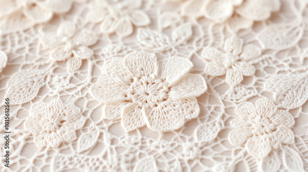 Crochet lace forming intricate floral patterns, soft and delicate textures, detailed craftsmanship, vintageinspired textile art Crochet lace forming intricate floral patterns, soft and delicate textures, detailed craftsmanship, vintageinspired textile art