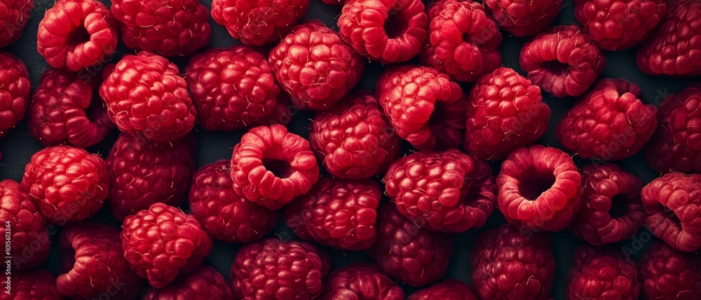Create a vibrant background with a top view of fresh raspberries, captured in high definition with a clean, noise-free presentation that highlights their rich red color and delicate texture Create a vibrant background with a top view of fresh raspberries, captured in high definition with a clean, noise-free presentation that highlights their rich red color and delicate texture