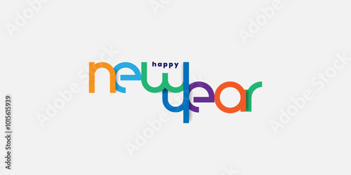 Happy newyear letters banner, vector art and illustration. Happy new year typography design concept can use for, landing page, template, ui, web, mobile app, poster, banner, flyer, background