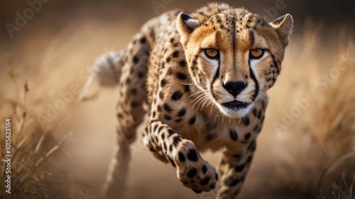 Motion blur Cheetah running hunting prey