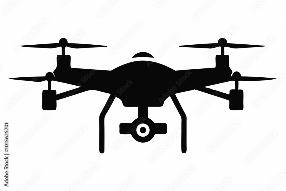 Fototapeta premium Drone silhouette vector, drone camera icon silhouette vector illustration