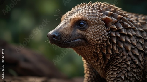 Pangolin over a blurry background photo