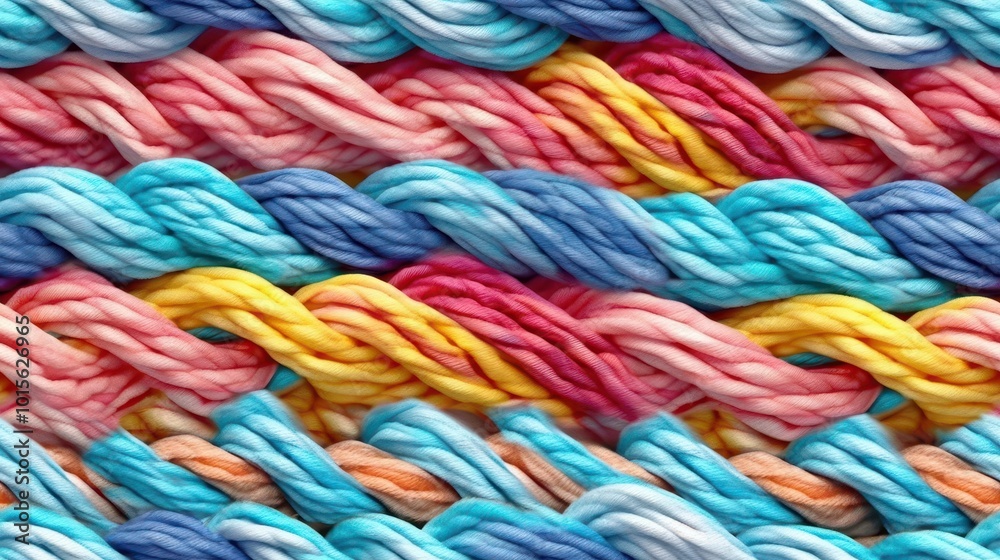 Vibrant Multicolored Twisted Yarn and Rope Pattern - Textile Art Vibrant Multicolored Twisted Yarn and Rope Pattern - Textile Art
