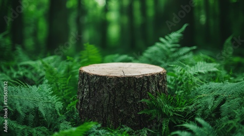 Close Up of a Tree Stump in a Lush Green Forest