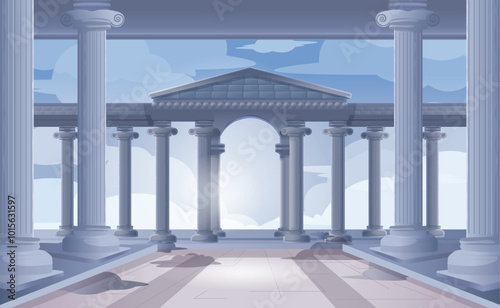 Greek Mythology Olympus Gate Buildings Front view Vector