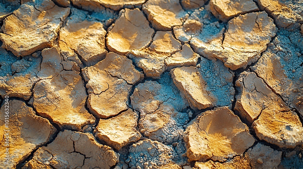 Cracked earth spreads across a desert landscape, symbolizing the water scarcity and ecological damage of climate change. Cracked earth spreads across a desert landscape, symbolizing the water scarcity and ecological damage of climate change.