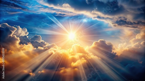 Sunlight shining through clouds like a ray of hope , sunlight, glisten, clouds, ray of hope, higher power, presence