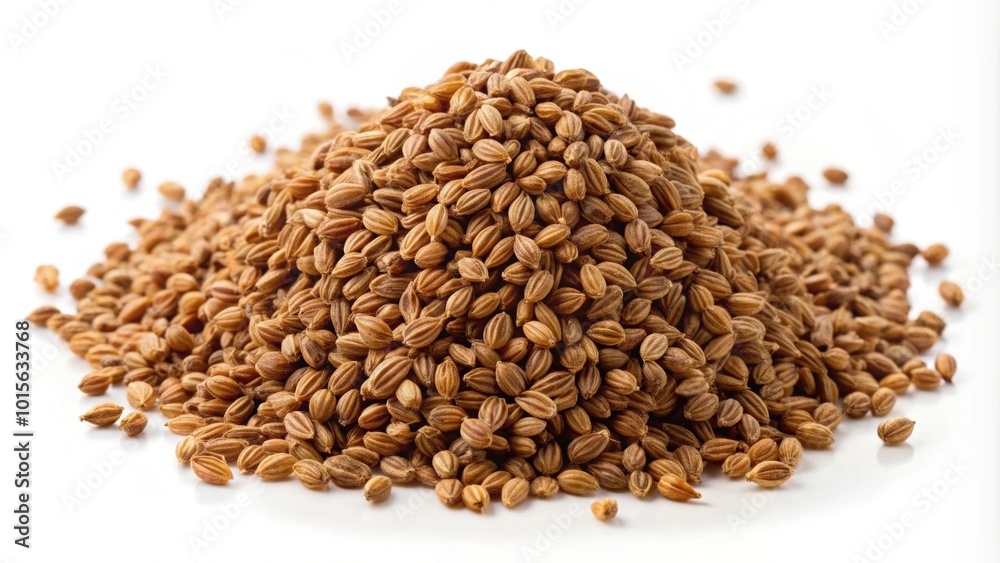 Pile of brown organic celery seeds isolated, celery, seeds, organic, garden, fresh, produce, agriculture, culinary, ingredient Pile of brown organic celery seeds isolated, celery, seeds, organic, garden, fresh, produce, agriculture, culinary, ingredient