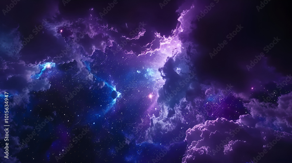 Stunning Purple Night Sky with Stars and Clouds Wallpaper Stunning Purple Night Sky with Stars and Clouds Wallpaper