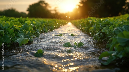 Fields of crops are irrigated artificially, showcasing human ingenuity in adapting to changing weather patterns.