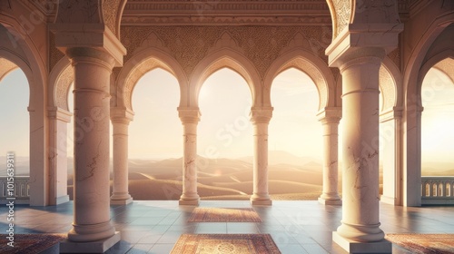 Sunlit Arches of an Islamic Palace