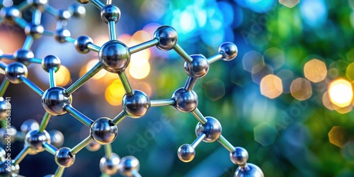 Molecular structure in focus with bokeh background , science, chemistry, biology, abstract, close-up, research, molecules