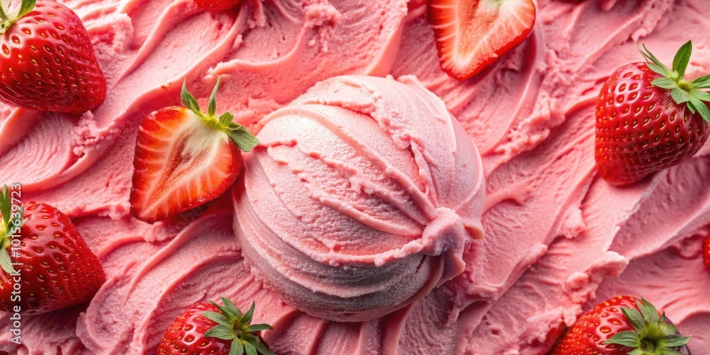 Close up of strawberry ice cream texture, top view , creamy, pink, dessert, frozen, treat, sweet, delicious, close-up, indulgent Close up of strawberry ice cream texture, top view , creamy, pink, dessert, frozen, treat, sweet, delicious, close-up, indulgent