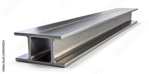 I-beam rolled metal industrial on white background, construction, manufacturing, steel, beam, metal, industrial