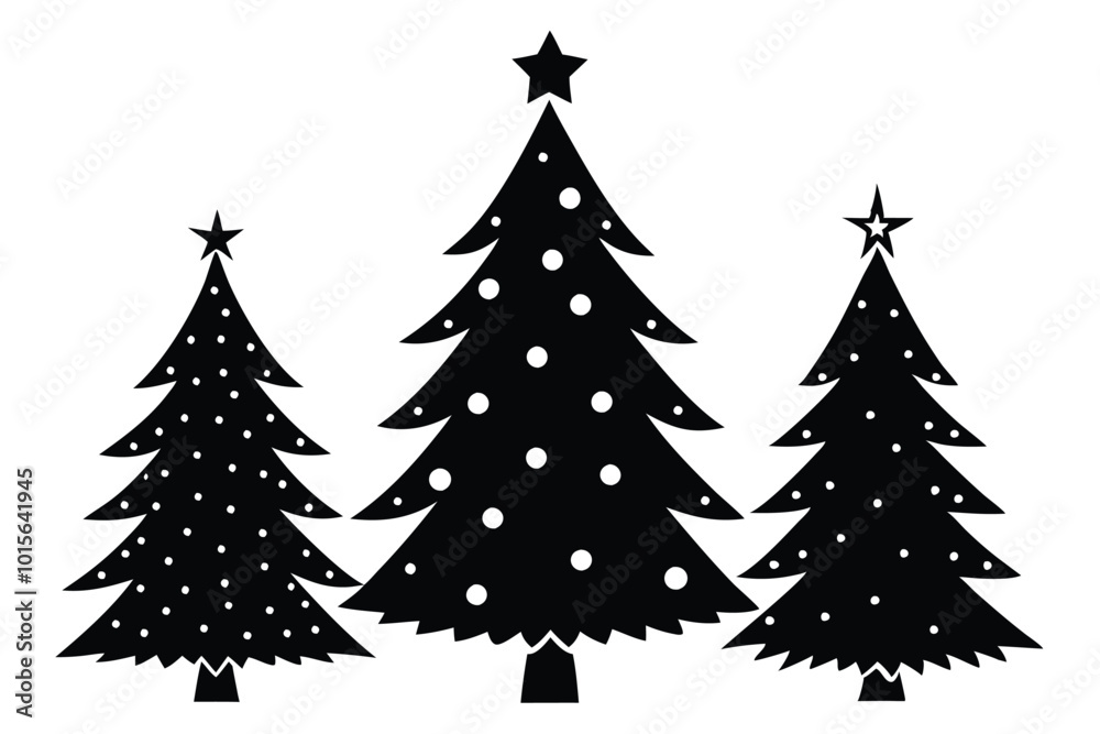 Obraz premium christmas tree icons silhouettes vector.eps
