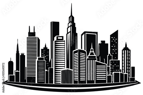 city silhouette land scape city.eps