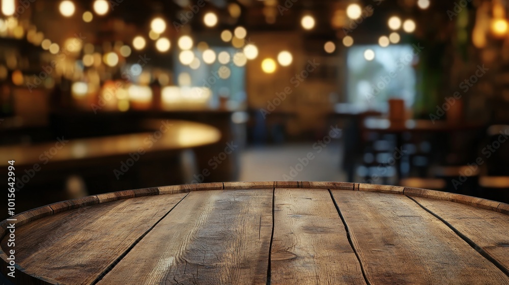 Wooden Table Top in a Cozy Bar Wooden Table Top in a Cozy Bar