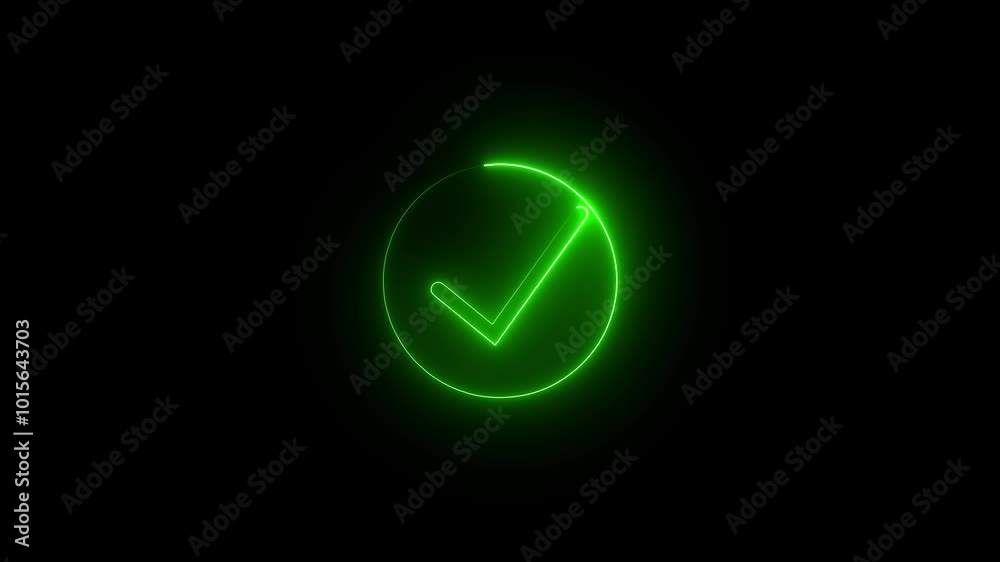 Neon Correct Neon glowing check mark icon. Correct symbols. vídeo do Stock | Adobe Stock