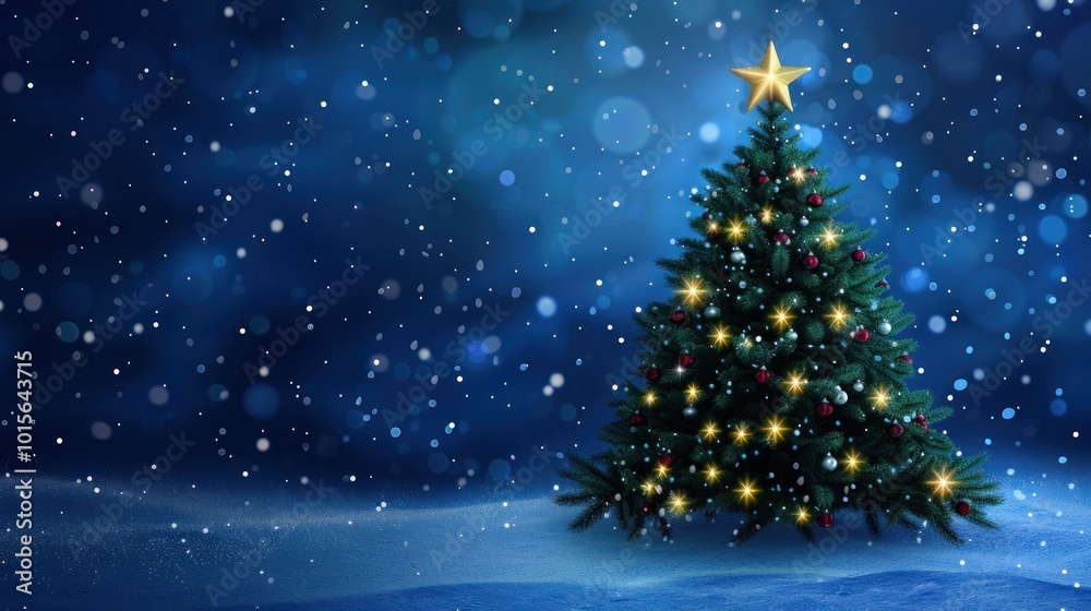 Christmas Tree in Snowy Night Christmas Tree in Snowy Night