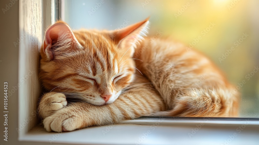 Cozy Feline Siesta: A Peaceful Cat Nap by the Window Cozy Feline Siesta: A Peaceful Cat Nap by the Window