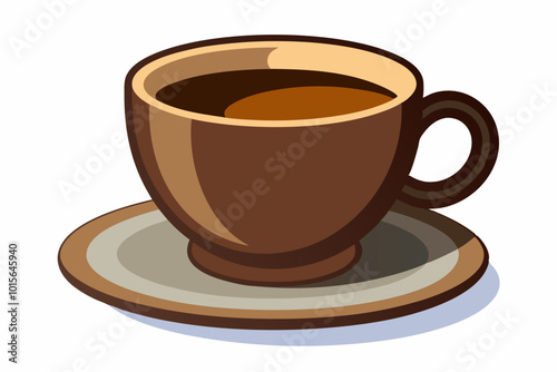 Steaming cup of coffee on white background - vector Illustration