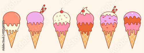 Ice Cream Hand Drawn Set Illustration