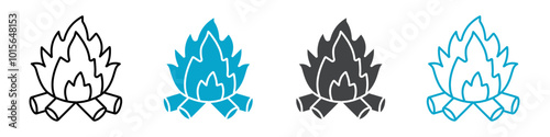 camp fire icon set for web and mobile app