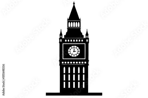 Big ben clock tower silhouette vector, clock tower silhouette, vector illustration