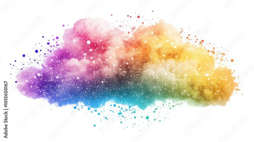 Sparkly rainbow cloud with vibrant colors and a glittery glow, isolated on white Sparkly rainbow cloud with vibrant colors and a glittery glow, isolated on white