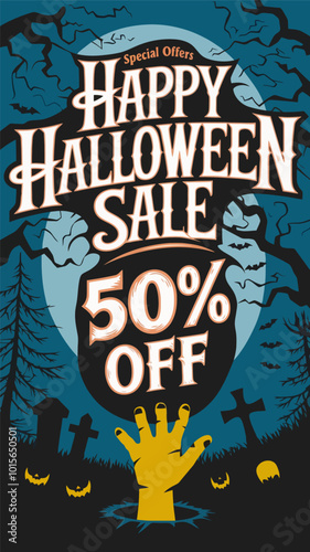 Halloween sale special offer with 50% discount.