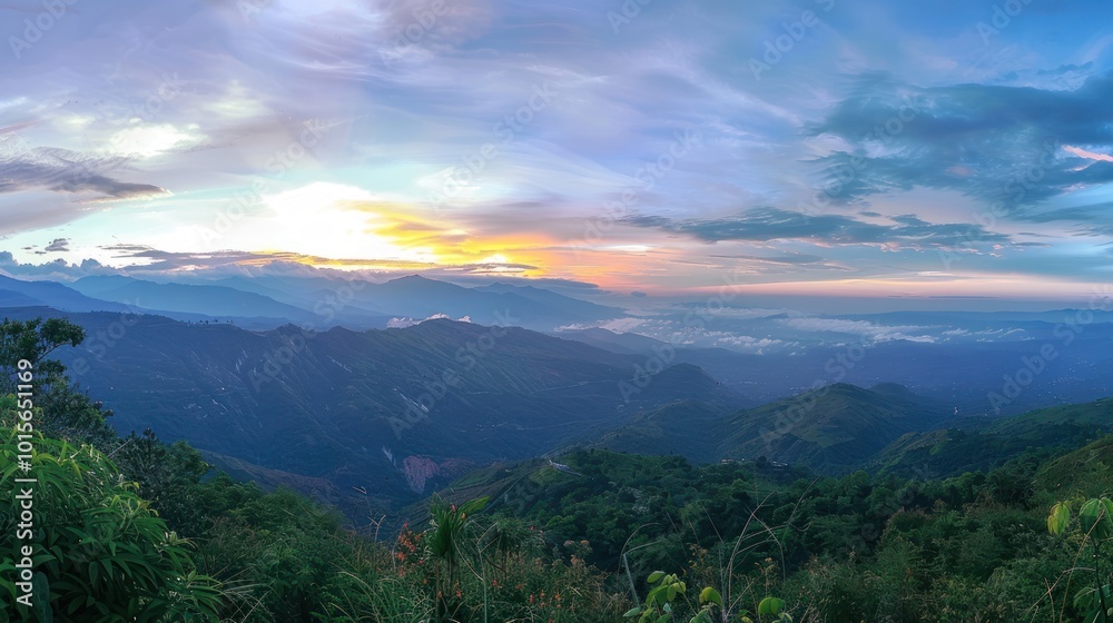 Fototapeta premium Serene Sunset Over Mountains